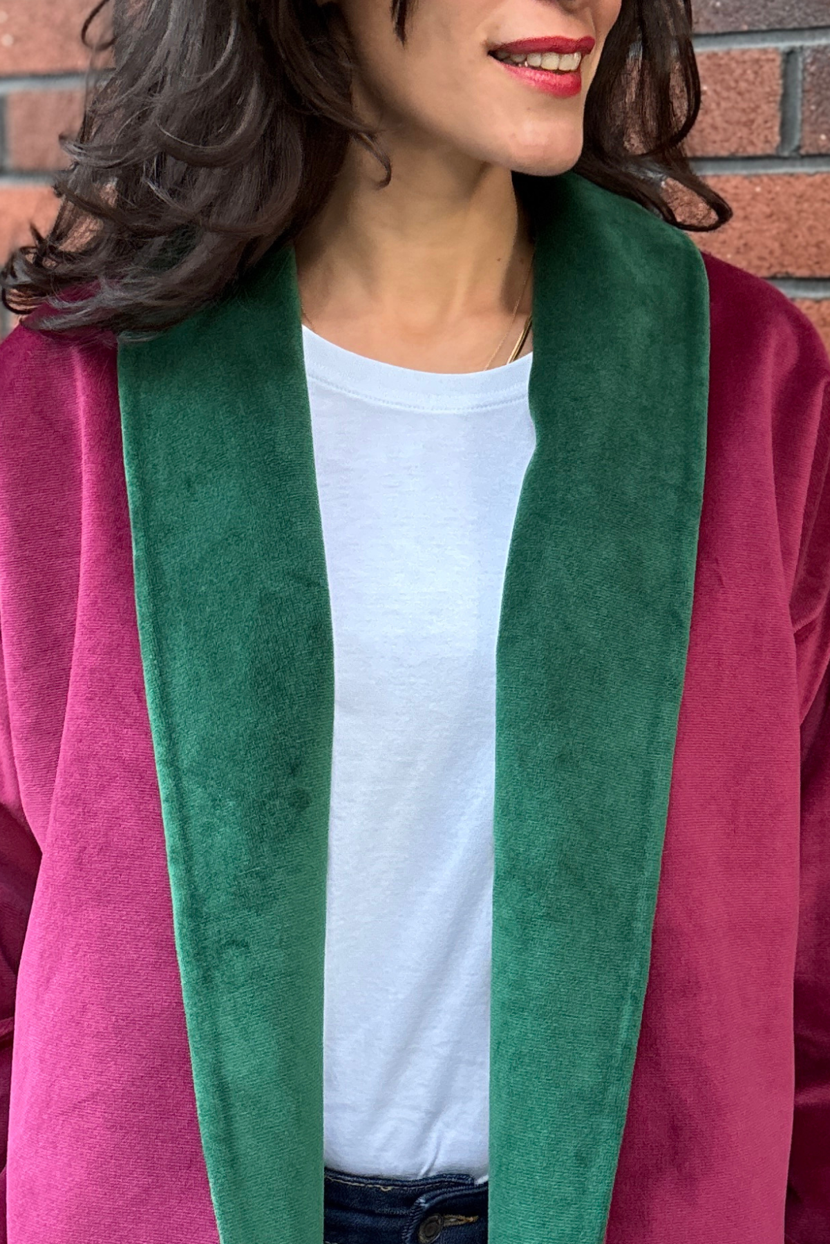 Bordo Yeşil Kadife Ceket