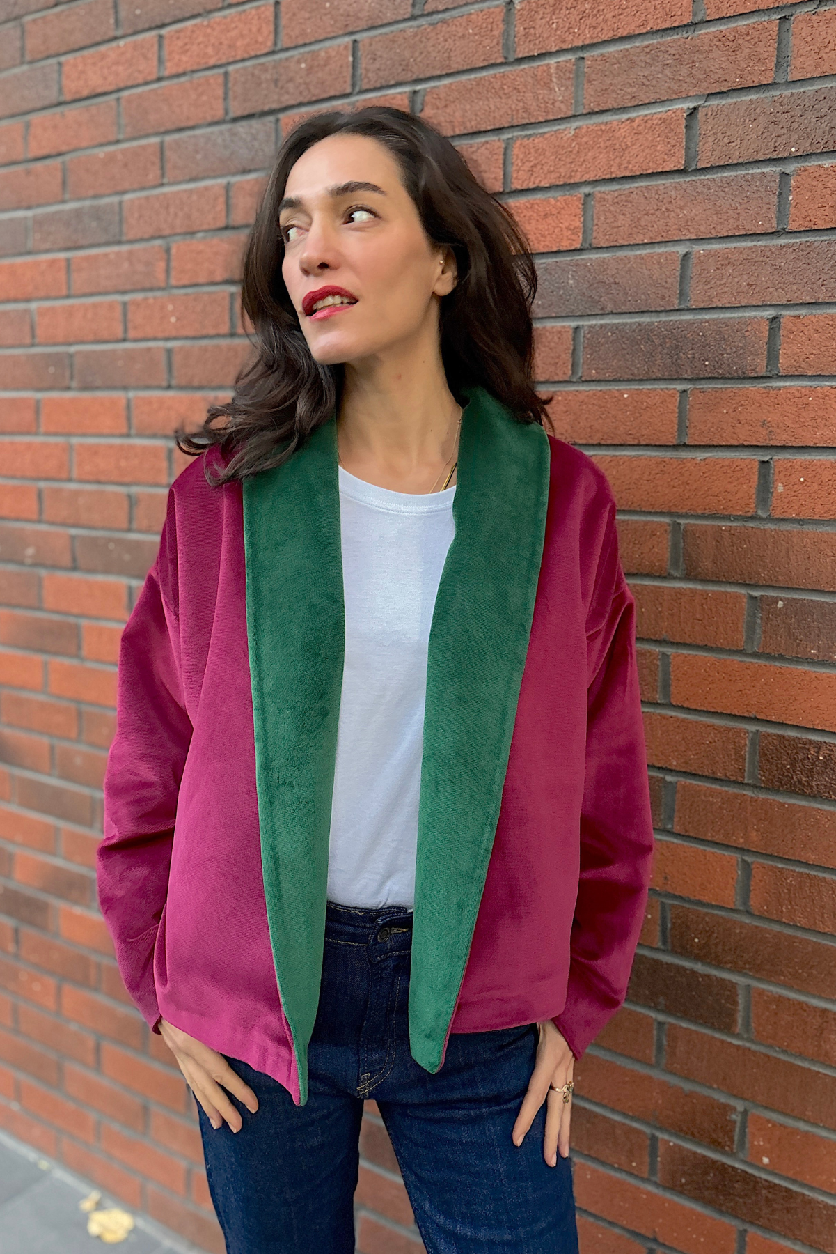 Bordo Yeşil Kadife Ceket