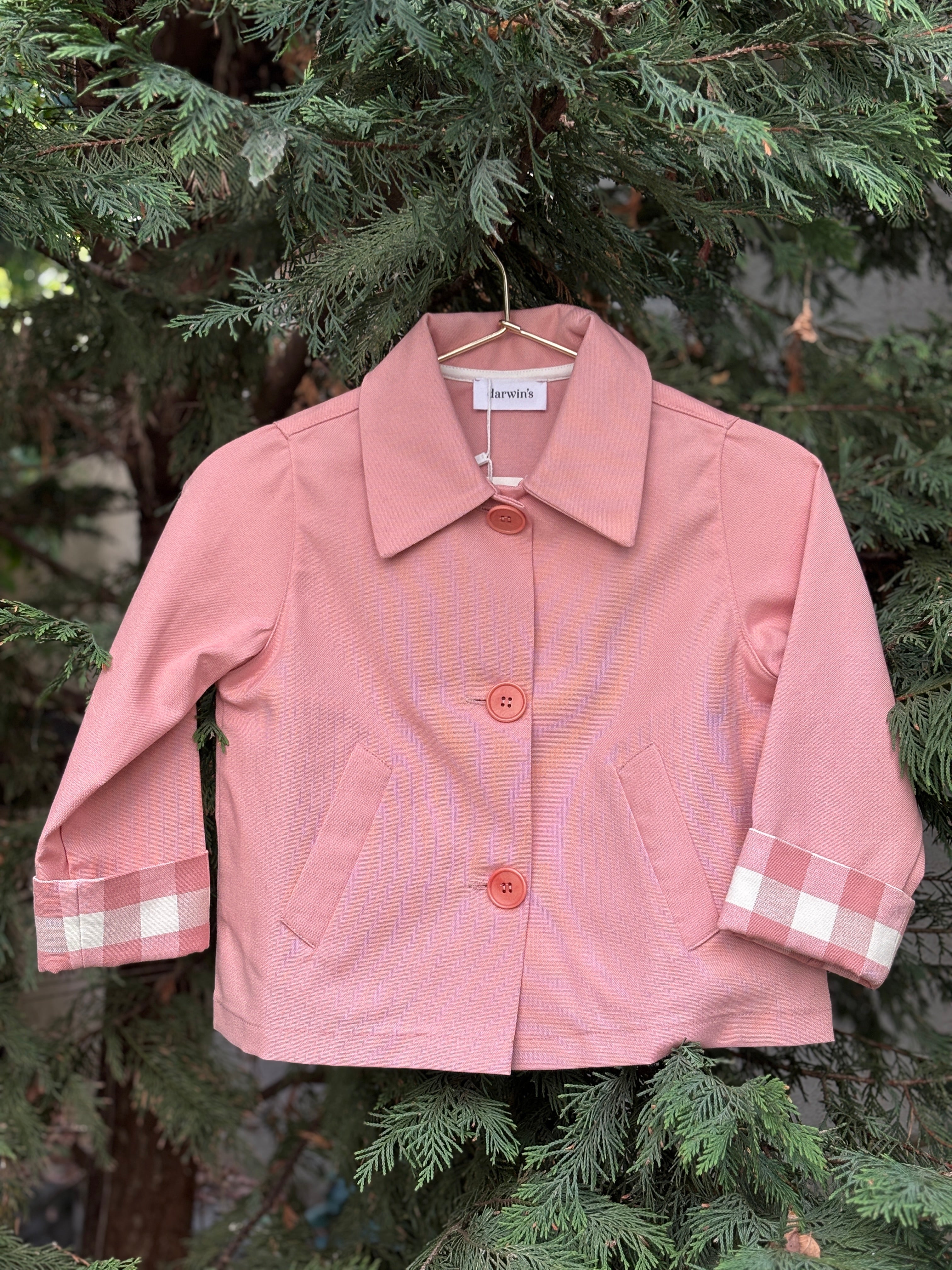 Çocuk - Pembe Kanvas Ceket Trençkot