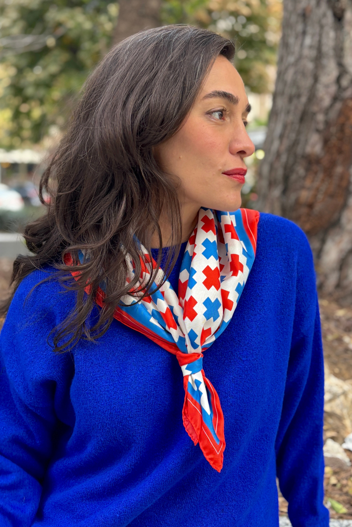 İpek Fular – Turuncu Mavi